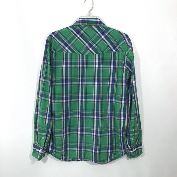 Amongst Others Men's Pearl Snap Long Sleeve Button Down Shirt Green Plaid M - Picture 8 of 10
